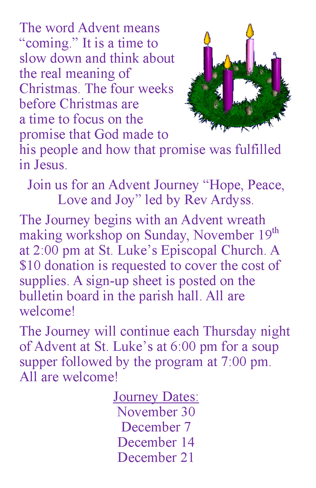 2017 Advent Journey – St. Luke's Episcopal Church